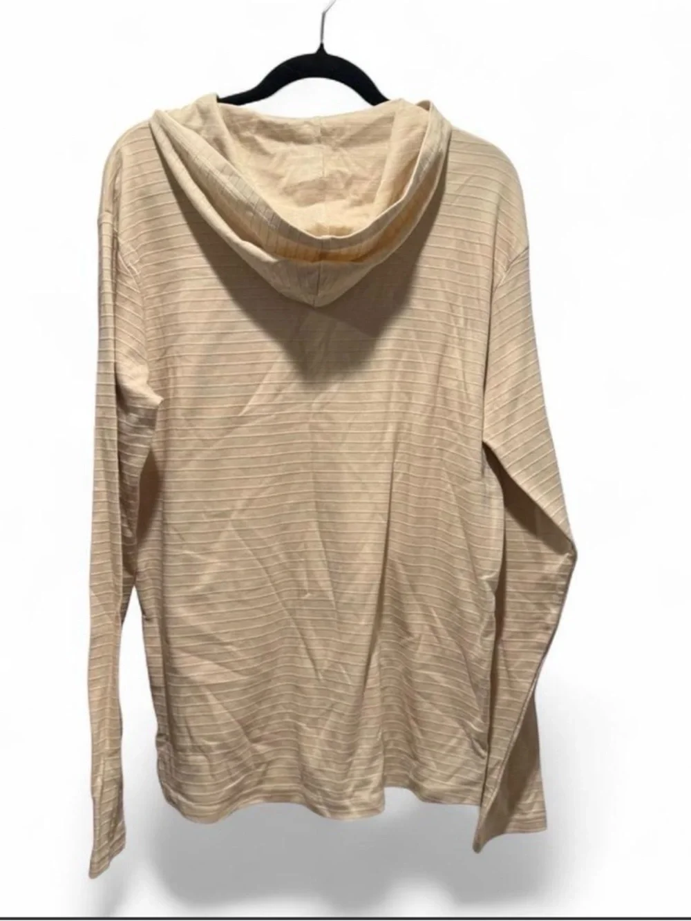 Men's Lightweight Hooded Long-Sleeve Shirt in Beige Stripe - Picture 7 of 7